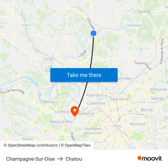 Champagne-Sur-Oise to Chatou map