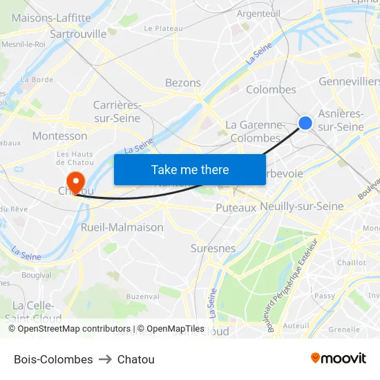 Bois-Colombes to Chatou map