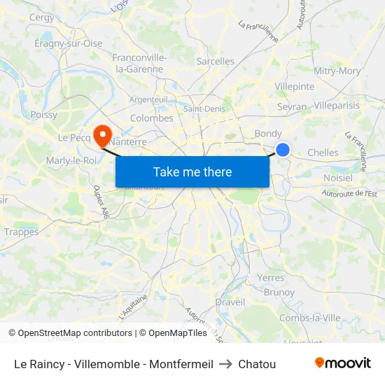 Le Raincy - Villemomble - Montfermeil to Chatou map