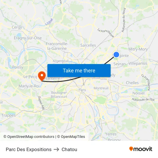 Parc Des Expositions to Chatou map