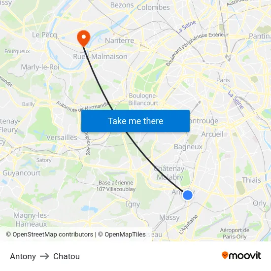 Antony to Chatou map
