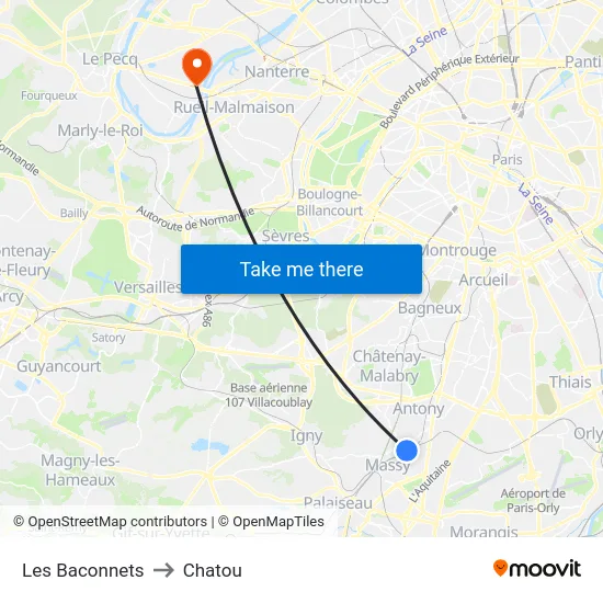Les Baconnets to Chatou map