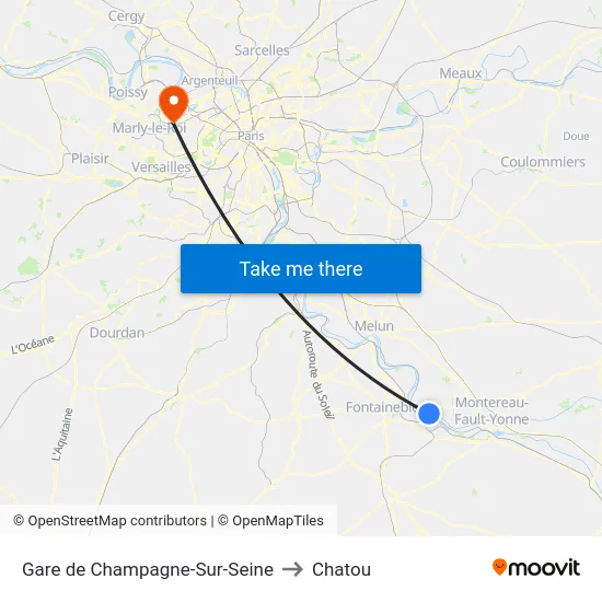Gare de Champagne-Sur-Seine to Chatou map