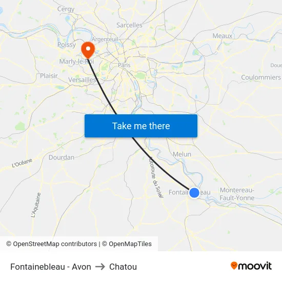Fontainebleau - Avon to Chatou map