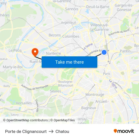 Porte de Clignancourt to Chatou map