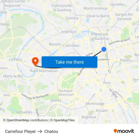 Carrefour Pleyel to Chatou map