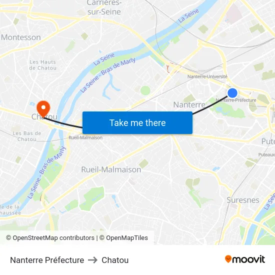 Nanterre Préfecture to Chatou map