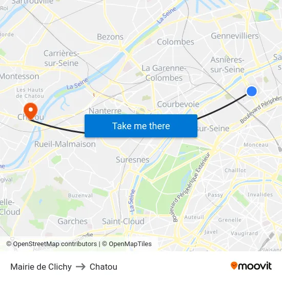 Mairie de Clichy to Chatou map