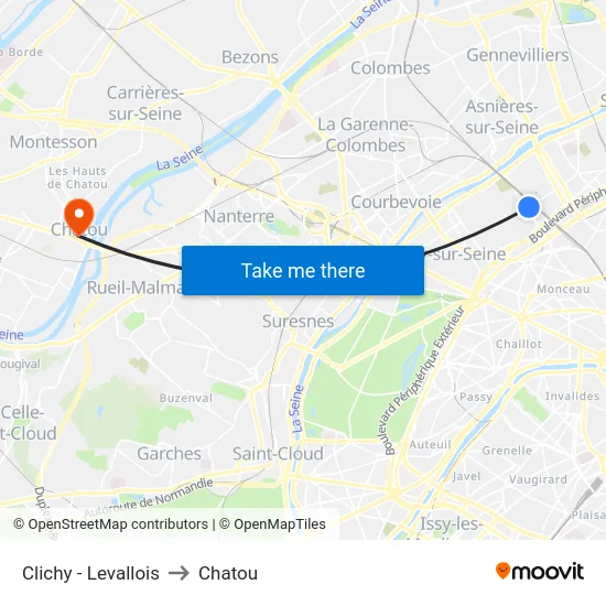 Clichy - Levallois to Chatou map