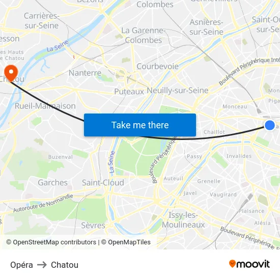 Opéra to Chatou map