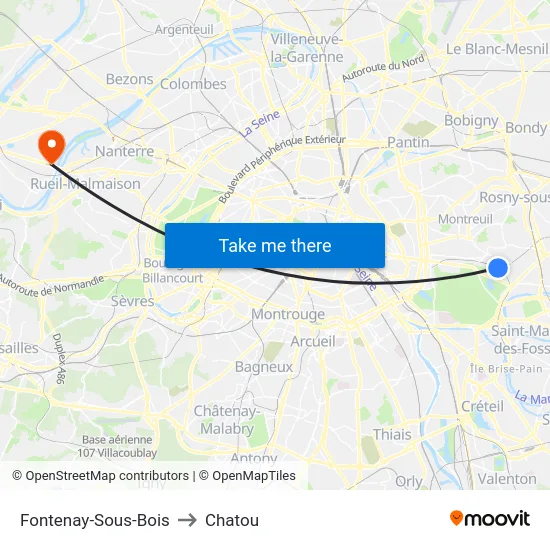 Fontenay-Sous-Bois to Chatou map