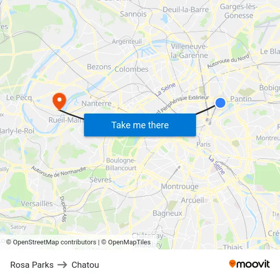 Rosa Parks to Chatou map