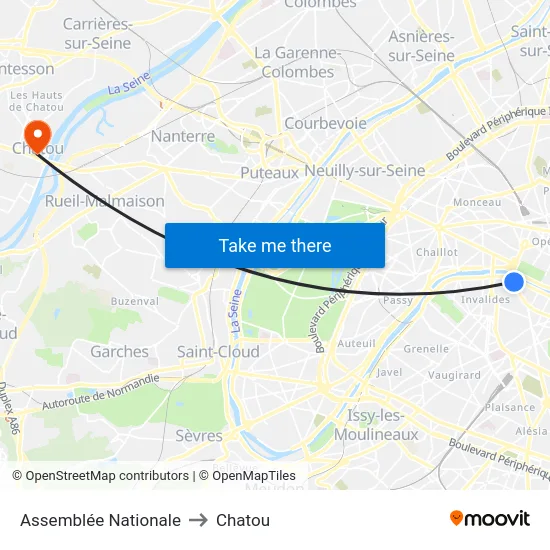 Assemblée Nationale to Chatou map