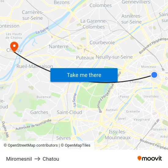 Miromesnil to Chatou map