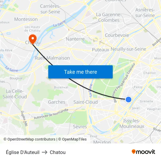 Église D'Auteuil to Chatou map