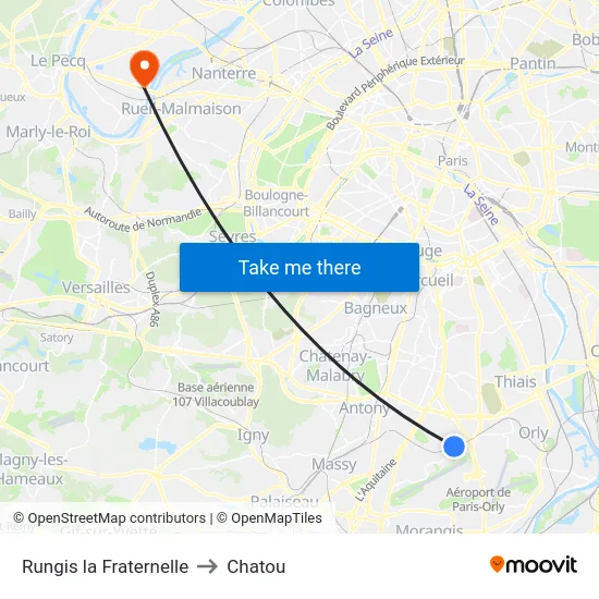 Rungis la Fraternelle to Chatou map