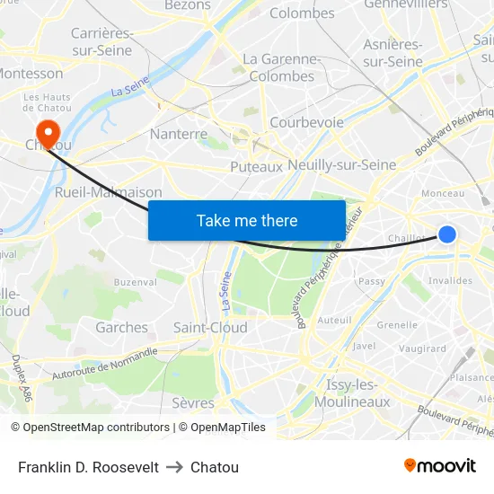 Franklin D. Roosevelt to Chatou map