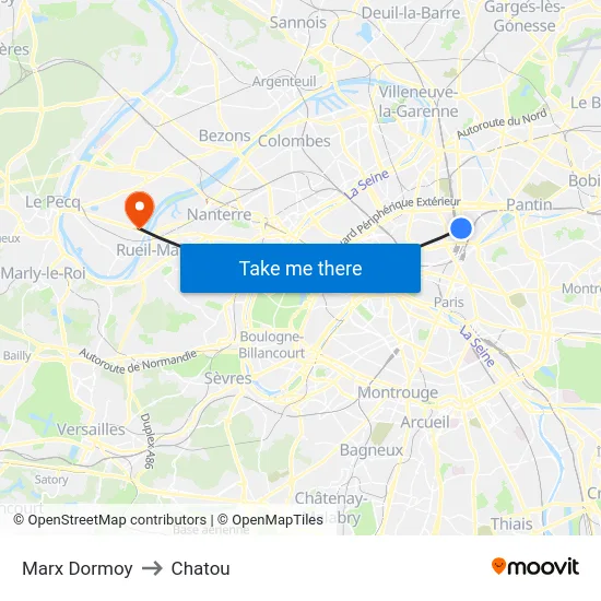 Marx Dormoy to Chatou map