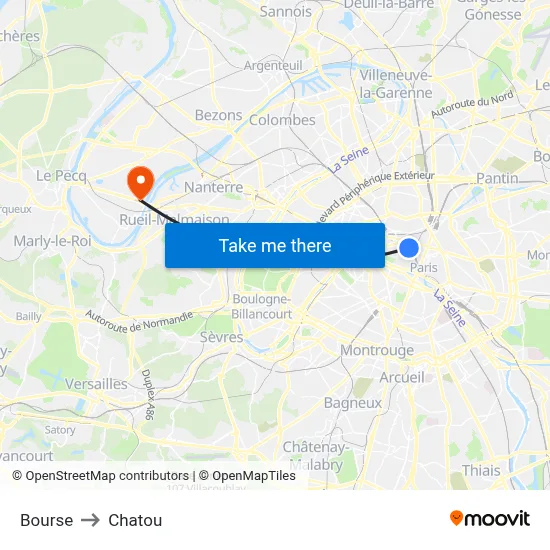 Bourse to Chatou map
