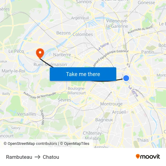 Rambuteau to Chatou map