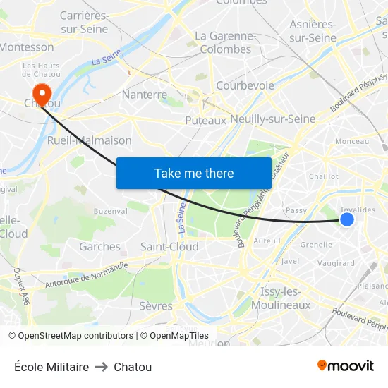 École Militaire to Chatou map