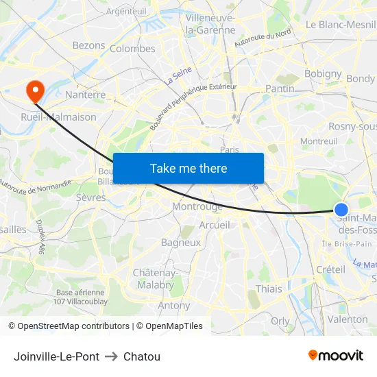 Joinville-Le-Pont to Chatou map