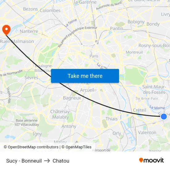 Sucy - Bonneuil to Chatou map