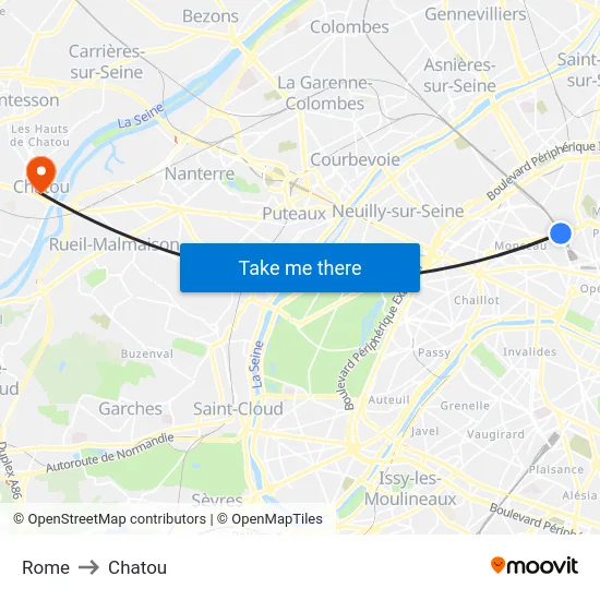Rome to Chatou map
