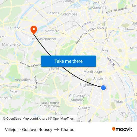 Villejuif - Gustave Roussy to Chatou map
