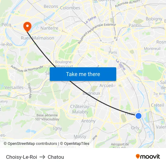 Choisy-Le-Roi to Chatou map