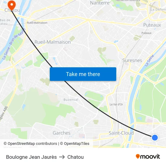 Boulogne Jean Jaurès to Chatou map