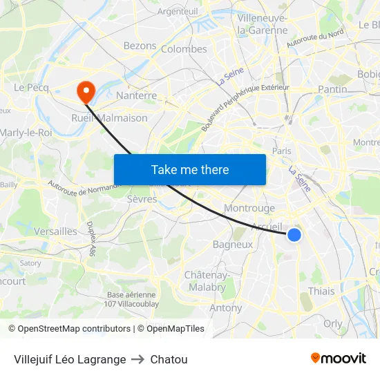 Villejuif Léo Lagrange to Chatou map