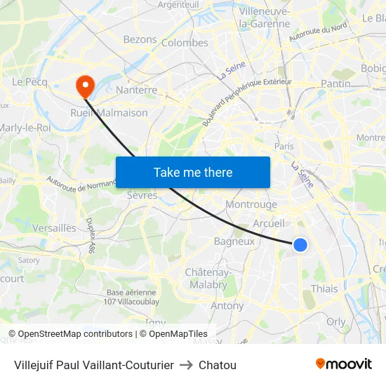 Villejuif Paul Vaillant-Couturier to Chatou map