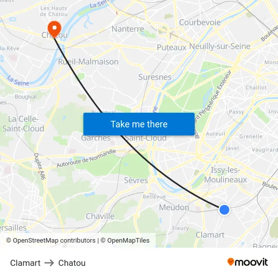 Clamart to Chatou map
