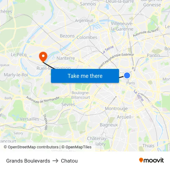 Grands Boulevards to Chatou map