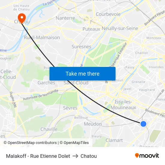 Malakoff - Rue Etienne Dolet to Chatou map