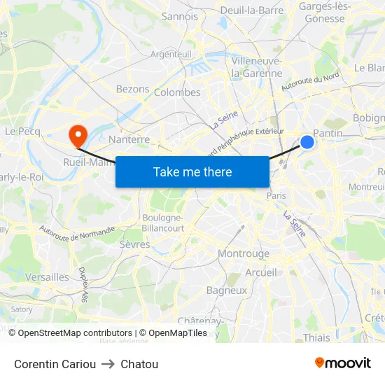 Corentin Cariou to Chatou map