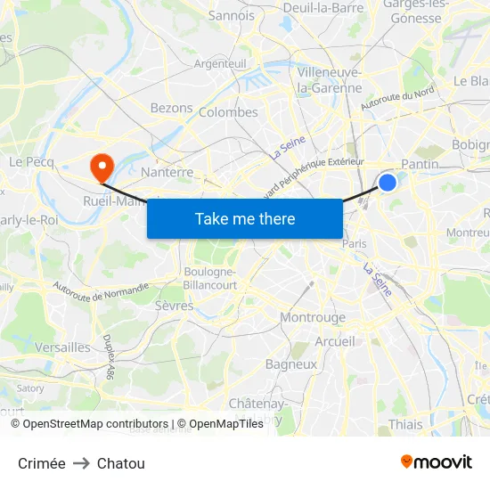 Crimée to Chatou map