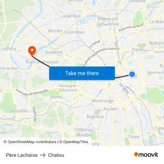 Père Lachaise to Chatou map