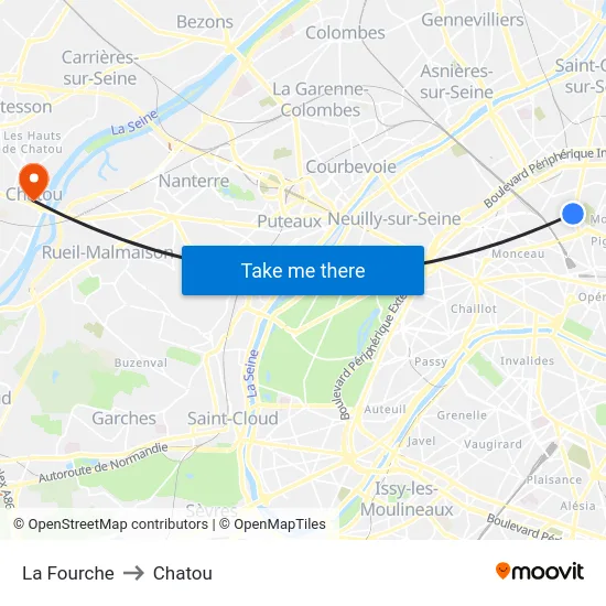 La Fourche to Chatou map