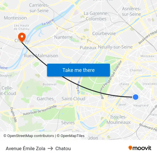 Avenue Émile Zola to Chatou map