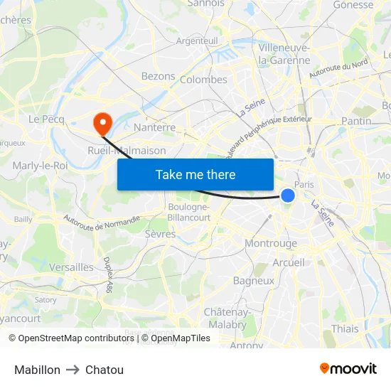 Mabillon to Chatou map