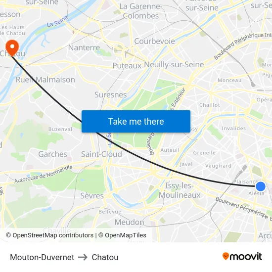 Mouton-Duvernet to Chatou map