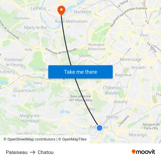 Palaiseau to Chatou map