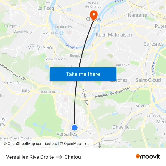Versailles Rive Droite to Chatou map