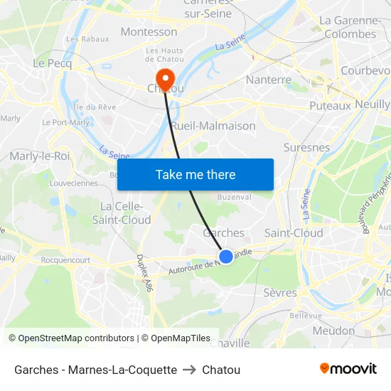 Garches - Marnes-La-Coquette to Chatou map