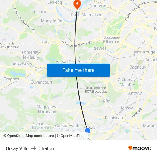 Orsay Ville to Chatou map