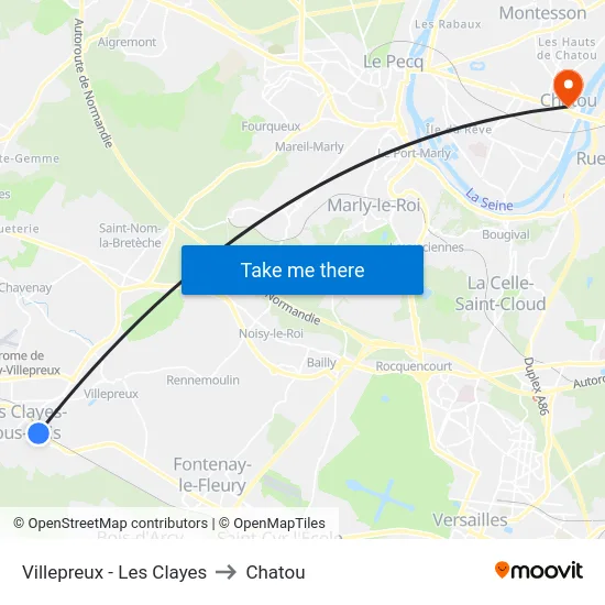 Villepreux - Les Clayes to Chatou map