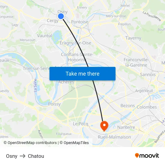 Osny to Chatou map