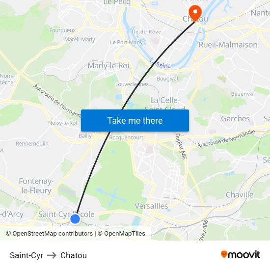 Saint-Cyr to Chatou map